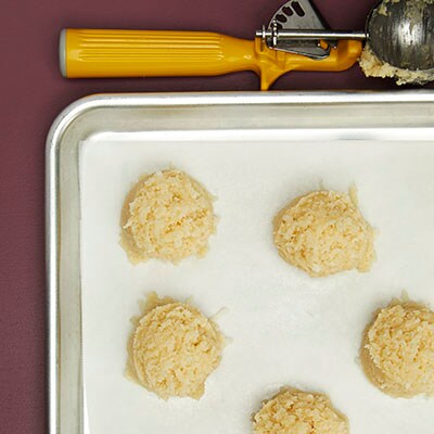 Step 3 Uncooked cookies on cookie sheet