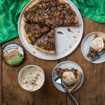 A slice finished with Ben & Jerry’s Caramel Almond Brittle Non-Dairy