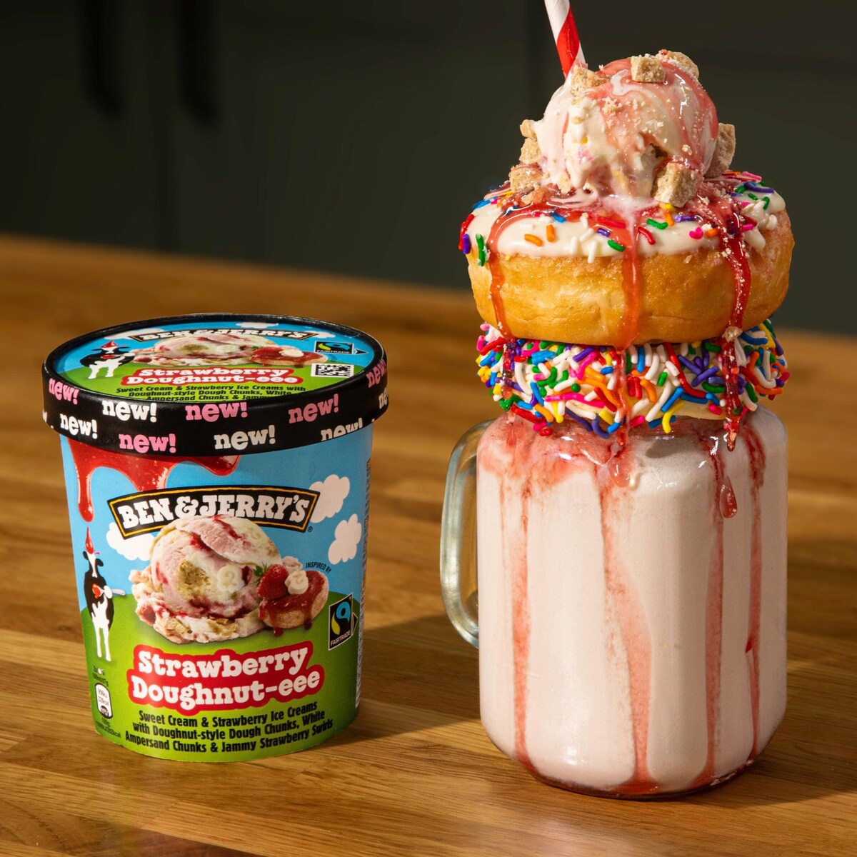 Strawberry Doughnut‑eee Sundae Milkshake